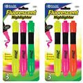 Bazic Products Bazic Desk Style Fluorescent Highlighters w/ Cushion Grip 3/Pack Pack of 24 2325